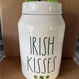 Rae Dunn Irish Kisses Canister - White and Green